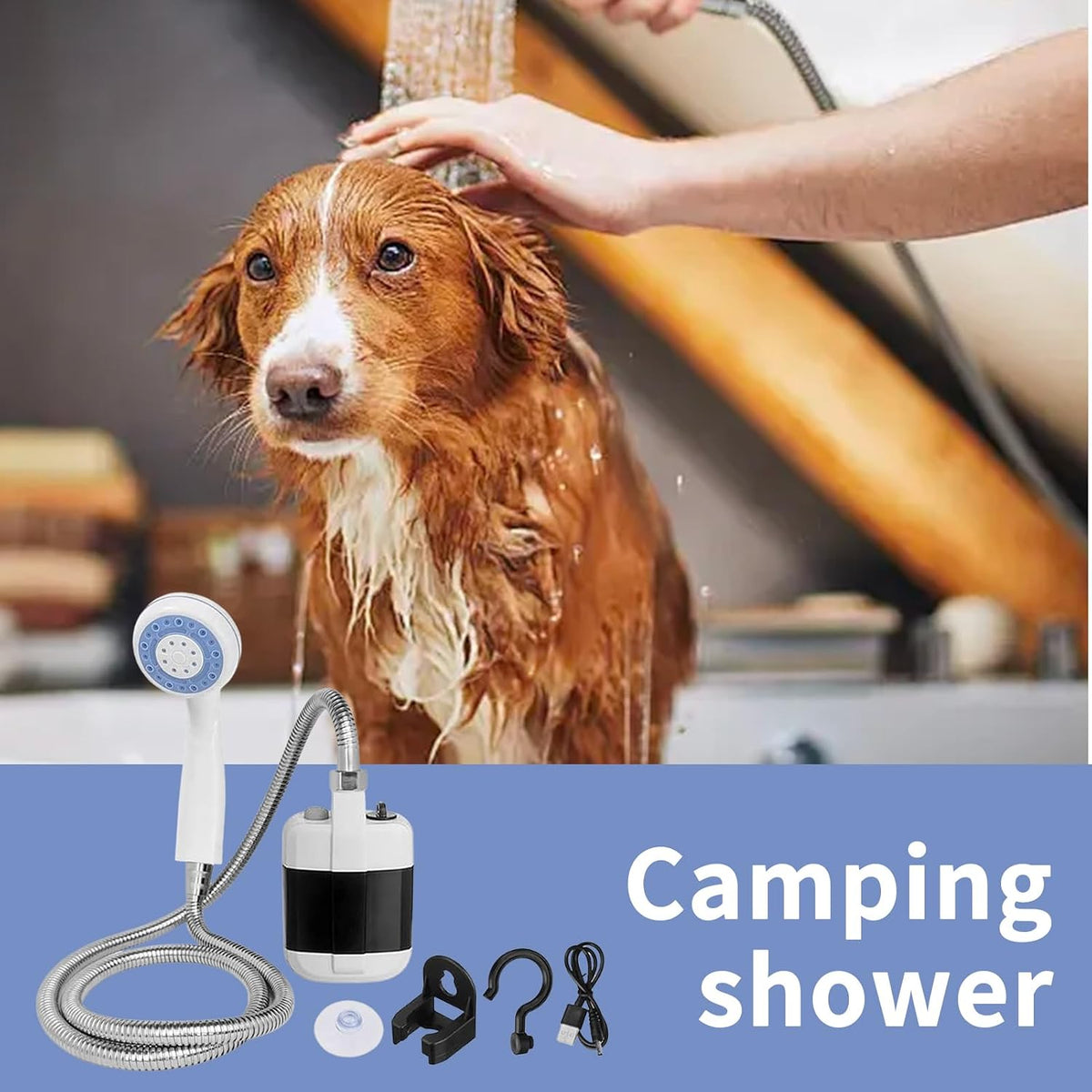 Portable Rechargeable Camping Shower | Outdoor Rinse & Pet Cleaning Pump